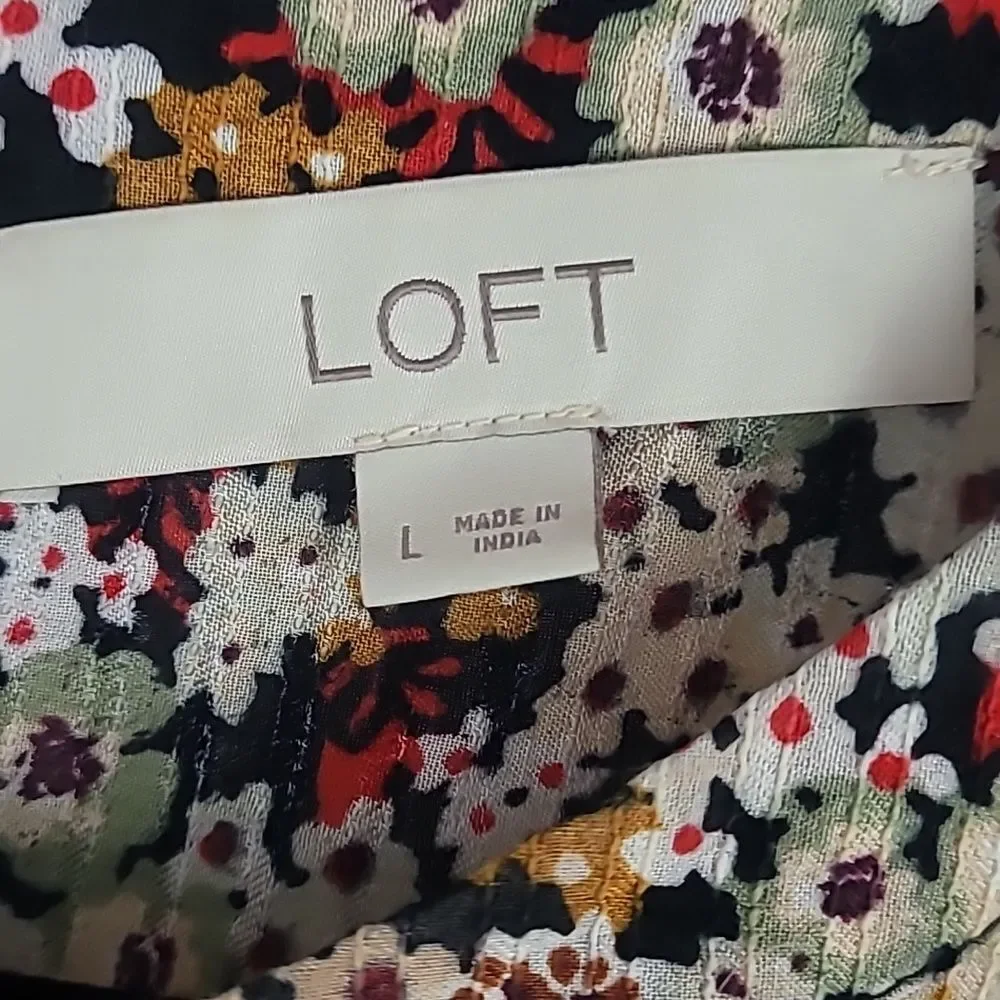 LOFT Multicolored long Sleeve Floral Blouse/Top. Thin And Light. Size Large. - Picture 6 of 6